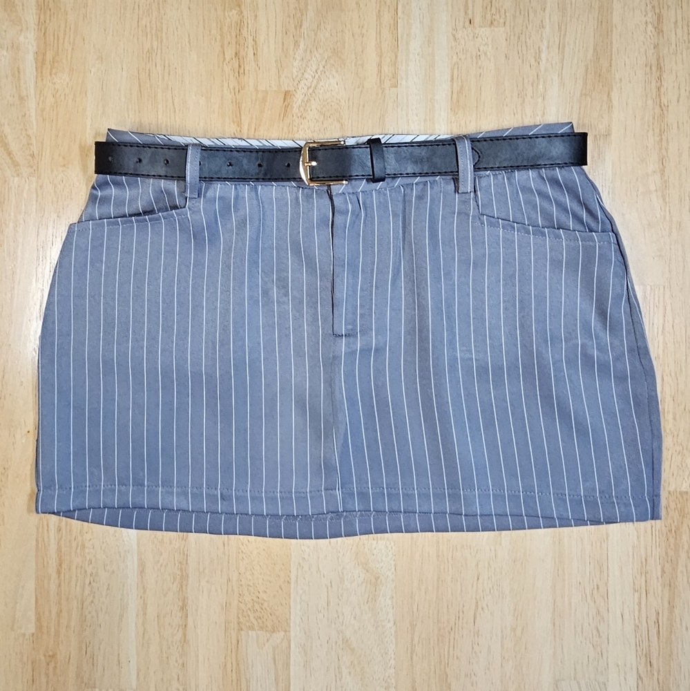 New✨️Pinstripe Belted Skirt